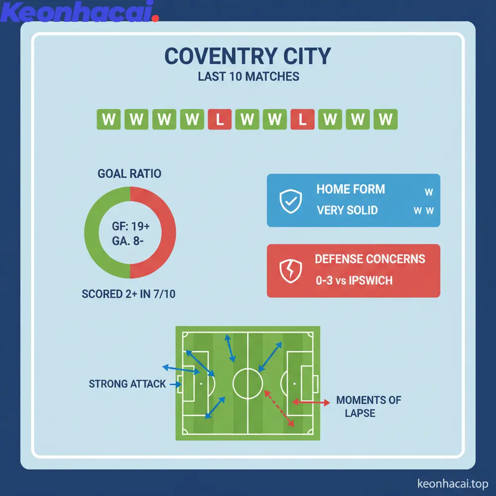 Coventry đang trình diễn một phong độ thăng hoa với chuỗi trận thắng ấn tượng