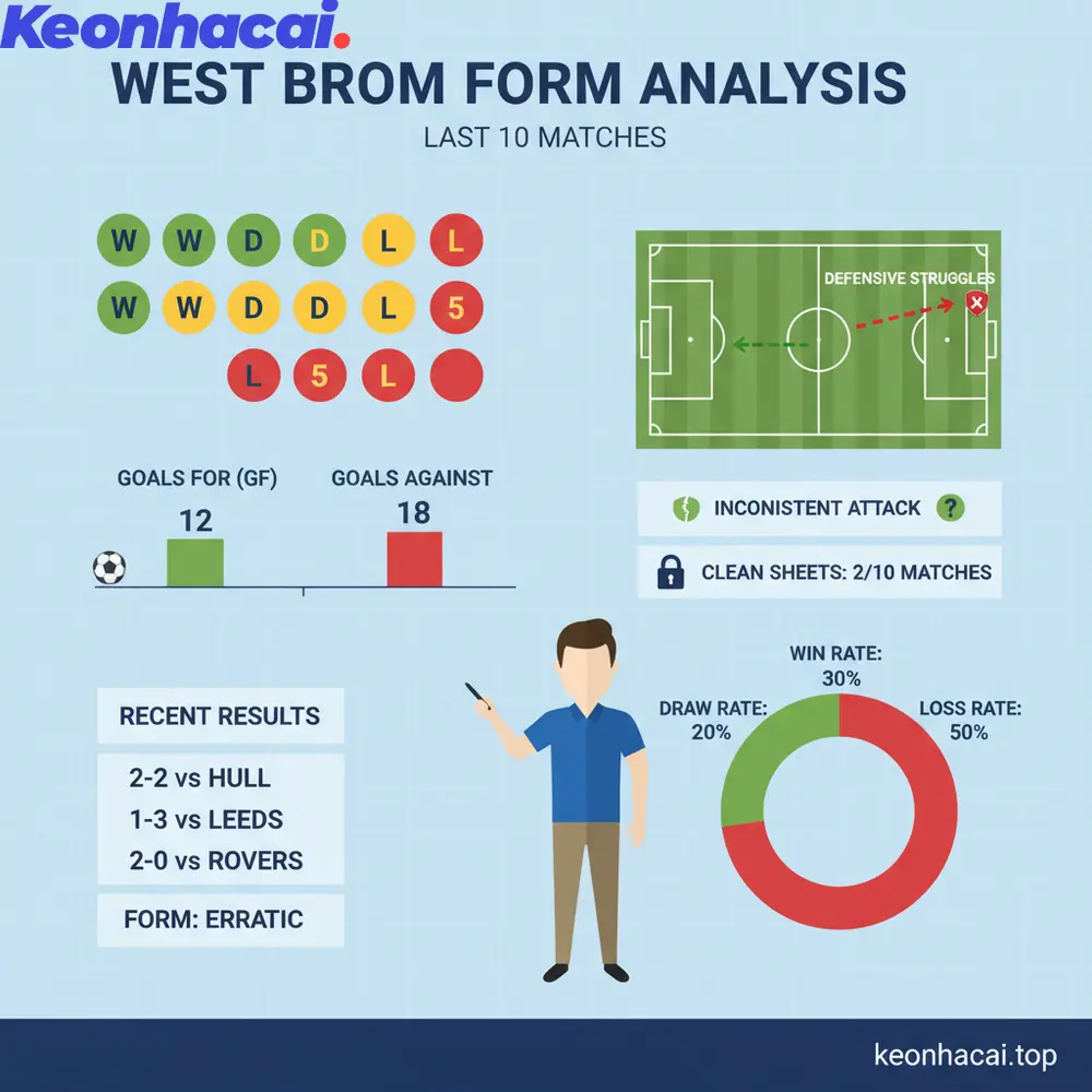 West Brom cho thấy sự thiếu ổn định cả trong tấn công lẫn phòng ngự