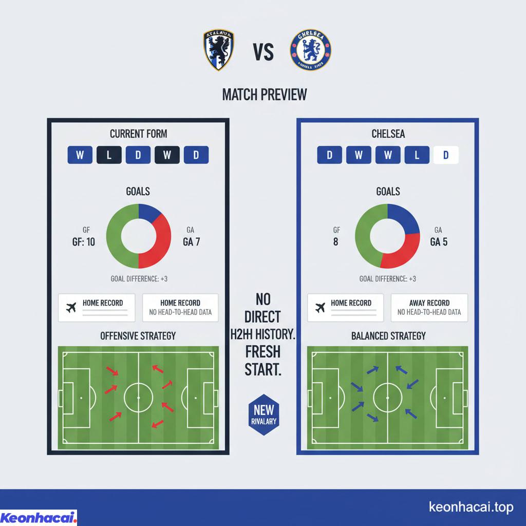 Không có thông tin về lịch sử đối đầu trực tiếp giữa Atalanta và Chelsea trong các trận đấu nên phong độ hiện tại và chiến thuật của từng đội sẽ đóng vai trò quyết định nhiều hơn