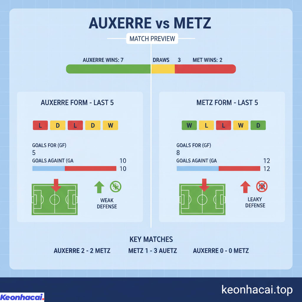 Auxerre được đánh giá là đội cửa trên hơn nhờ lợi thế sân nhà và thành tích đối đầu vượt trội