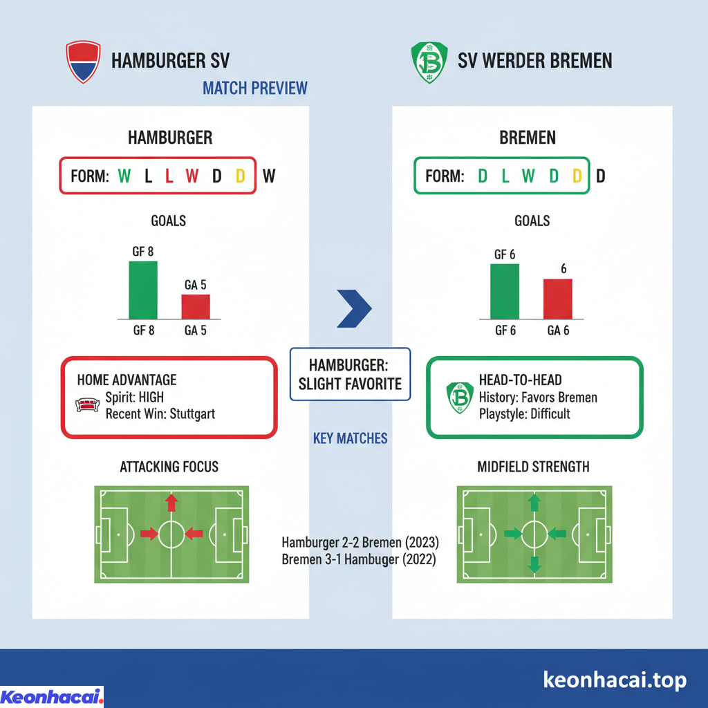 Trận derby giữa Hamburger và Bremen hứa hẹn sẽ là một cuộc chạm trán đầy quyết liệt