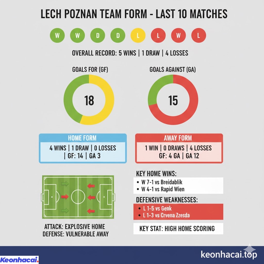 Lech Poznan cho thấy một phong độ khá bất ổn nhưng cũng đầy tiềm năng trong những trận đấu gần đây