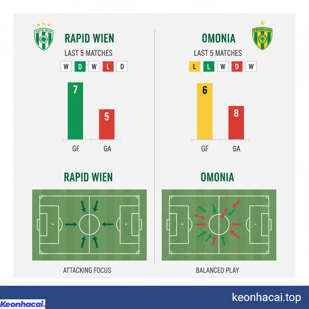 Bảng phân tích phong độ hiện tại của Rapid Wien và Omonia