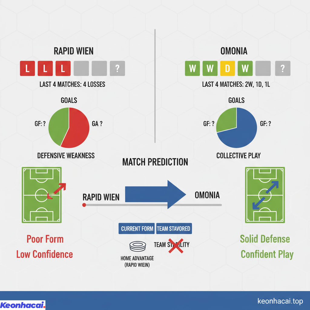 Omonia được đánh giá "cửa trên" hơn Rapid Wien dựa vào phong độ hiện tại và sự ổn định trong lối chơi